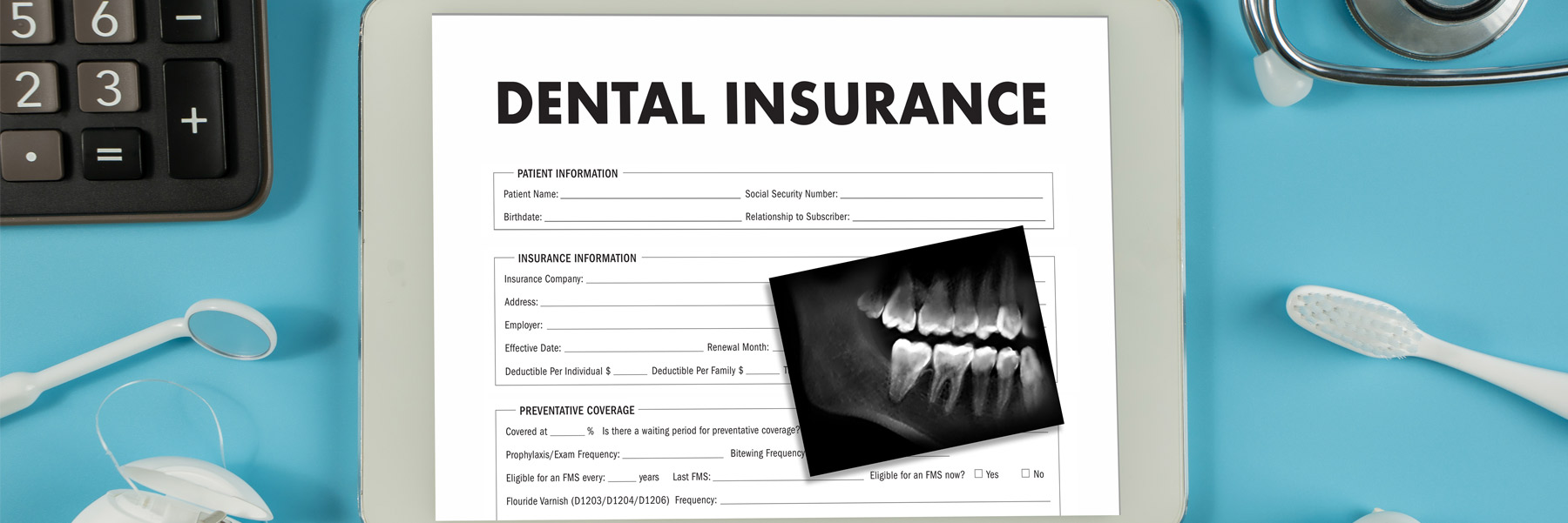 Dental Insurance form on desk of office in your dentist in Idaho Falls, Dr. Michael Elison.